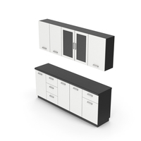 Kitchen Cabinets Black White PNG & PSD Images