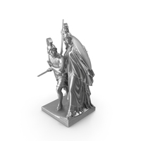 Athena Protects Hero Metal Statue PNG & PSD Images