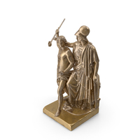Athena Teaches Warrior Bronze Statue PNG & PSD Images