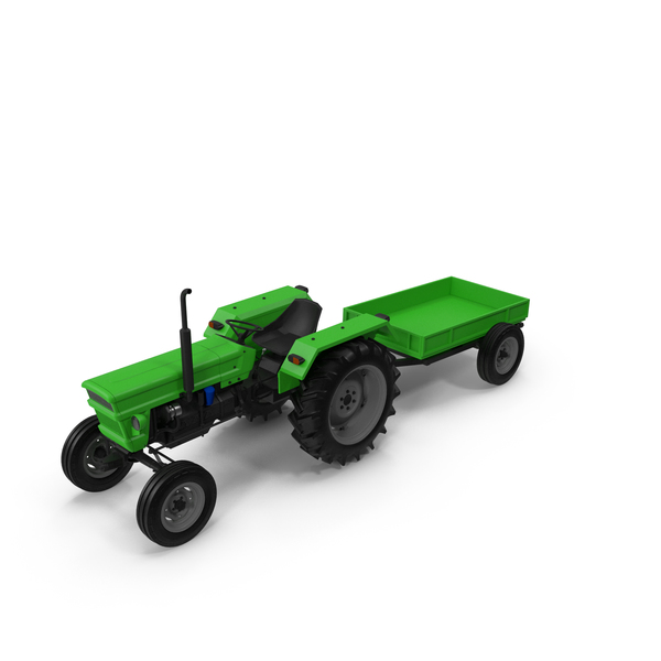 Green Tractor With Trailer PNG & PSD Images