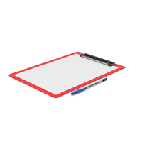 Red Clipboard With Ballpoint Pen PNG & PSD Images