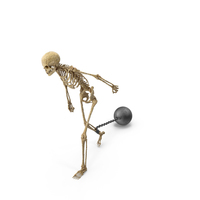 Worn Skeleton Chained With Leg Ball Walking PNG & PSD Images