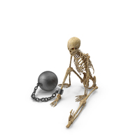 Worn Skeleton Chained With Leg Ball Sitting PNG & PSD Images