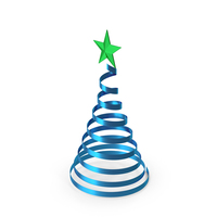 Blue Curly Ribbon Christmas Tree PNG & PSD Images