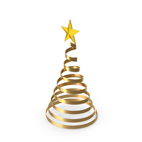 Gold Curly Ribbon Christmas Tree PNG & PSD Images