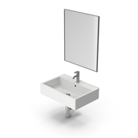 Wall Mounted Washbasin With Mirror PNG & PSD Images