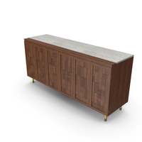 John Stuart Sideboard In Walnut With Travertine Top PNG & PSD Images