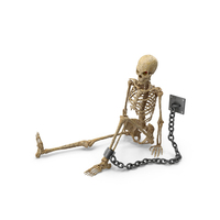Worn Skeleton Leg Shackled To Wall Sitting PNG & PSD Images