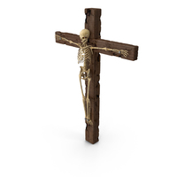 Worn Skeleton Crucified To Worn Wooden Cross PNG & PSD Images
