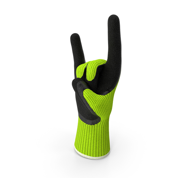 Safety Work Gloves Sign of the Horns Green PNG & PSD Images