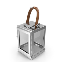 Square Glass and Metal Candle Lantern with Handle PNG & PSD Images