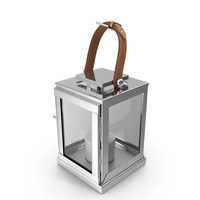 Square Glass and Metal Lantern with Candle PNG & PSD Images