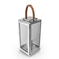 Stainless Steel Lantern with Candle PNG & PSD Images
