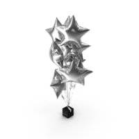 Star Shaped Silver Balloons Tied to Gift Box PNG & PSD Images