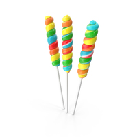 Three Multi Colored Fruit Spiral Lollipop Twist Candy PNG & PSD Images