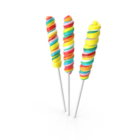 Three Rainbow Twisty Twirl Hard Lollipop Candy Sweets PNG & PSD Images