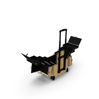 Unfolded Makeup Trolley Case Gold PNG & PSD Images