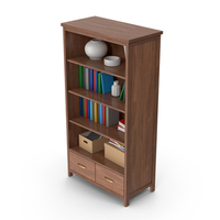 Cabinet With Books Dark Wood PNG & PSD Images