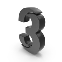 3 Number Stylish Black PNG & PSD Images