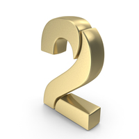 2 Number Stylish Gold PNG & PSD Images
