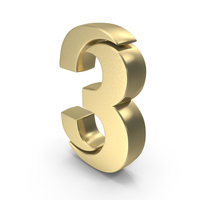 3 Number Stylish Gold PNG & PSD Images