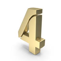 4 Number Stylish Gold PNG & PSD Images