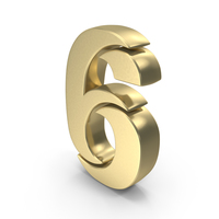 Stylish Gold Number 6 PNG & PSD Images