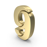 9 Number Stylish Gold PNG & PSD Images