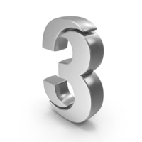 3 Number Stylish Silver PNG & PSD Images