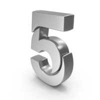 5 Number Stylish Silver PNG & PSD Images