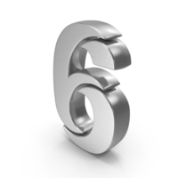 6 Number Stylish Silver PNG & PSD Images