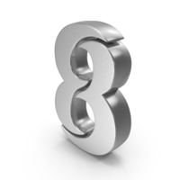 8 Number Stylish Silver PNG & PSD Images