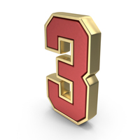 Number Dual 3 Gold PNG & PSD Images