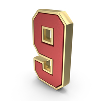 Number Dual 9 Gold PNG & PSD Images