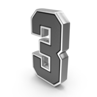Number Dual 3 Silver PNG & PSD Images