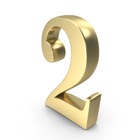 Number Digit 2 Gold PNG & PSD Images
