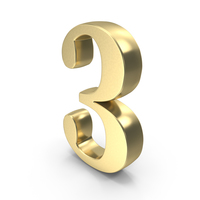 Number Digit 3 Gold PNG & PSD Images