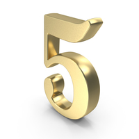 Number Digit 5 Gold PNG & PSD Images