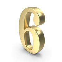 Number Digit 6 Gold PNG & PSD Images