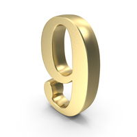Number Digit 9 Gold PNG & PSD Images