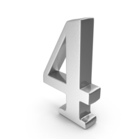 Number Digit 4 Silver PNG & PSD Images