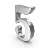 Silver Number 5 PNG & PSD Images