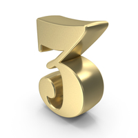 Number Simple 3 Gold PNG & PSD Images