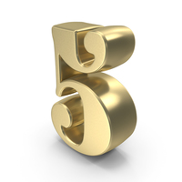 Number Simple 5 Gold PNG & PSD Images