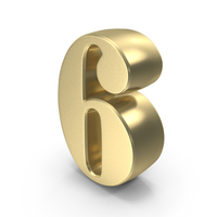 Golden Simple Number 6 PNG & PSD Images