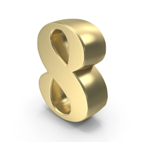 Number Simple 8 Gold PNG & PSD Images