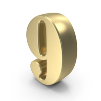 Number Simple 9 Gold PNG & PSD Images