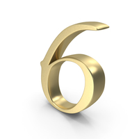 Gold Number 6 PNG & PSD Images