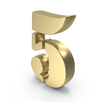 Number Digital 5 Gold PNG & PSD Images