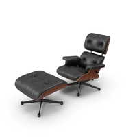 Eames Lounge Chair Walnut Black With Ottoman PNG & PSD Images